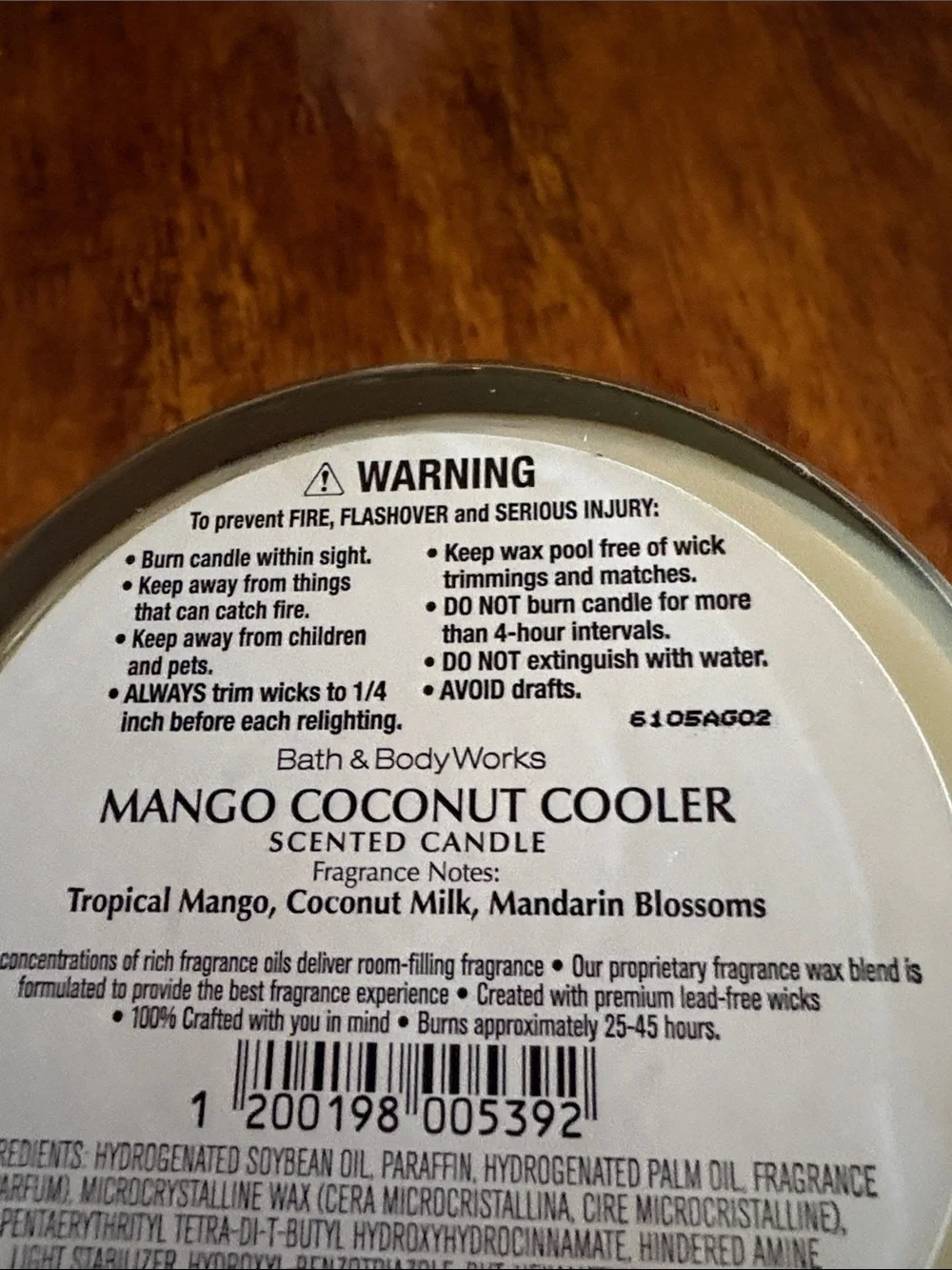 NWT “Mango Coconut Cooler” 3 Wick Candle